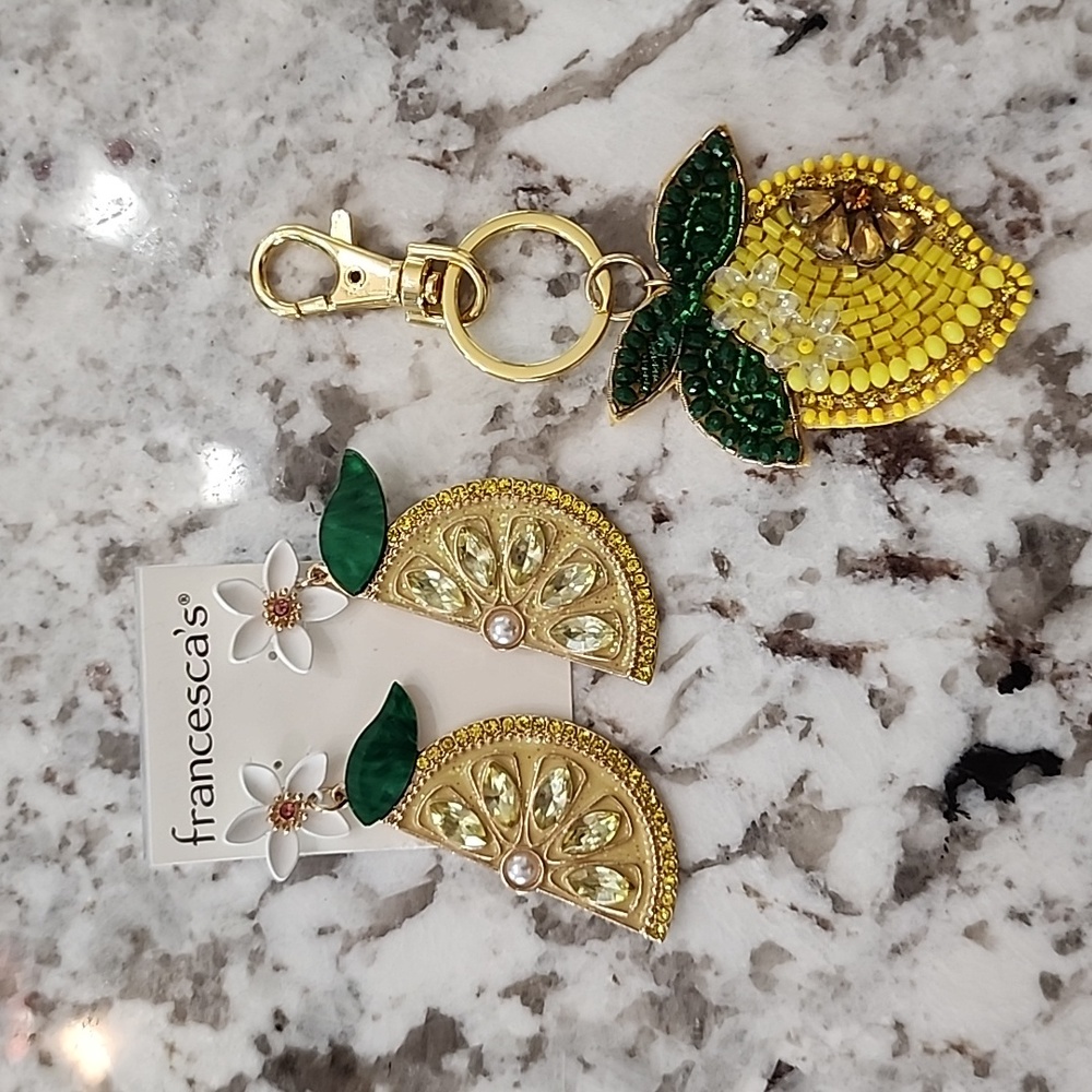 Lemon Earrings and Purse Charm